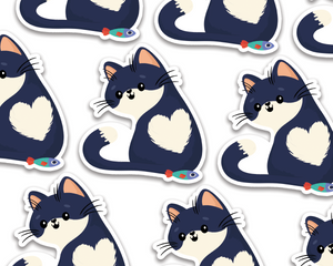 Black Cat with Heart Sticker
