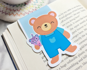 Boba Bear Drinking Magnetic Bookmark