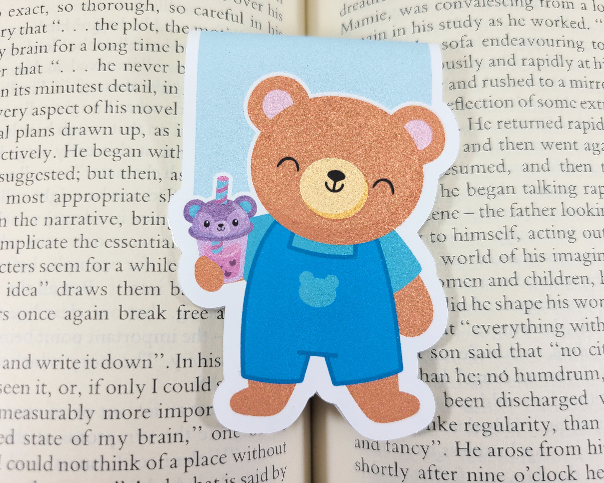 Boba Bear Drinking Magnetic Bookmark