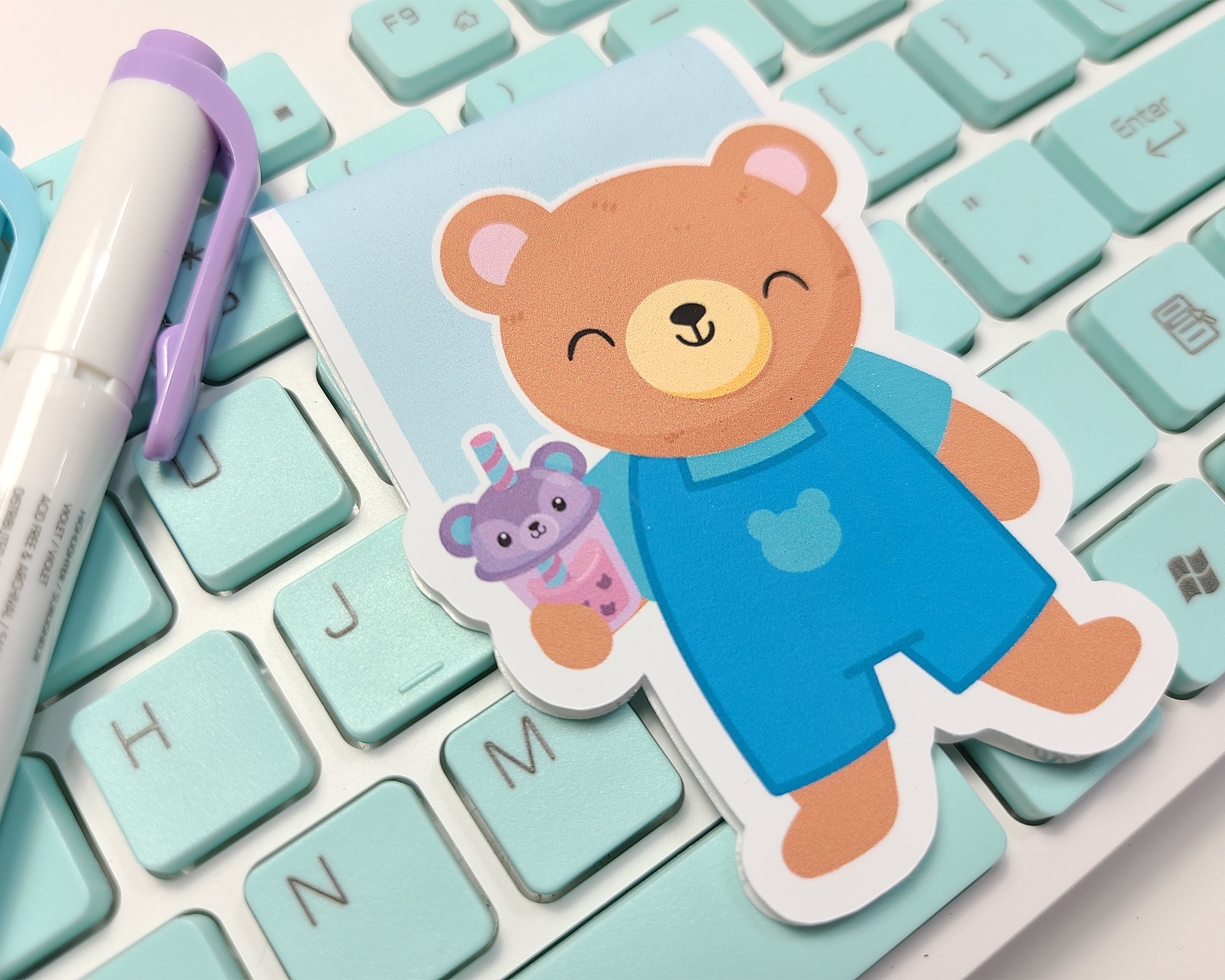 Boba Bear Drinking Magnetic Bookmark