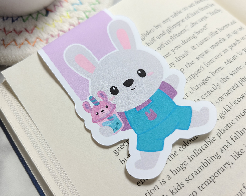 Boba Bunny Drinking Magnetic Bookmark