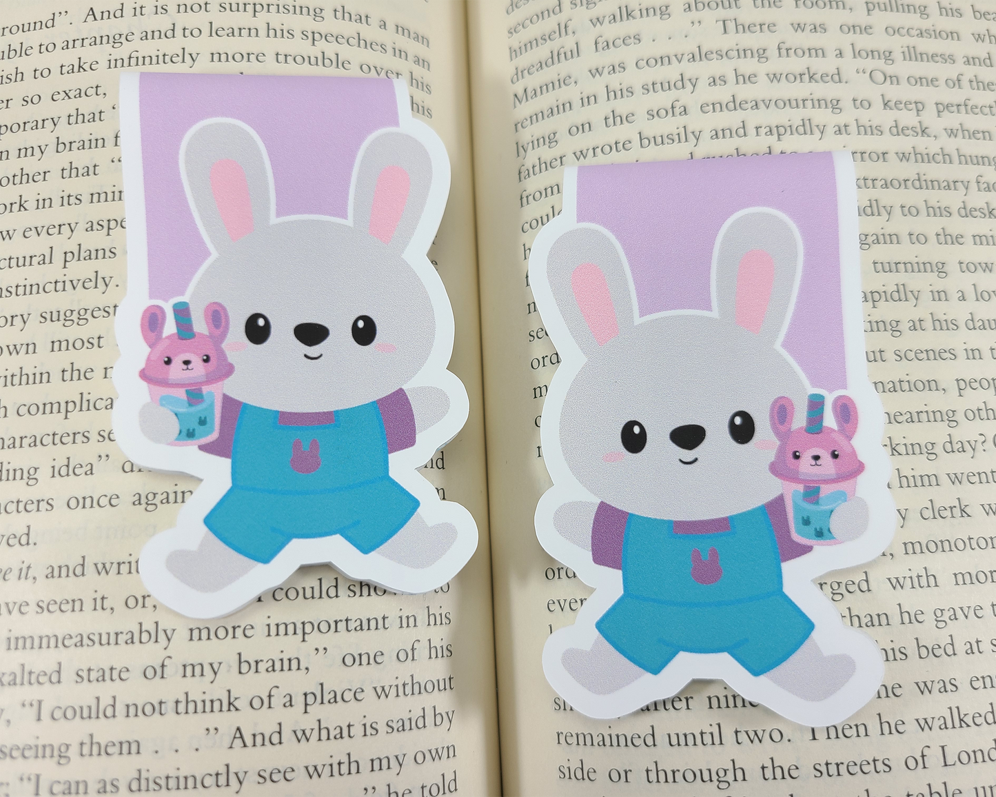 Boba Bunny Drinking Magnetic Bookmark