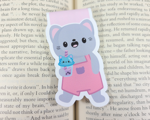 Boba Cat Drinking Magnetic Bookmark