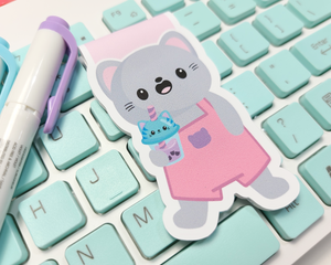 Boba Cat Drinking Magnetic Bookmark