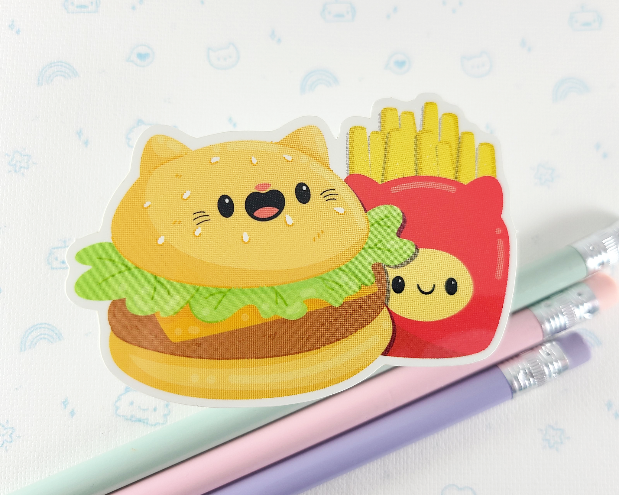 Cat Burger & Fries Sticker – FunUsualSuspects