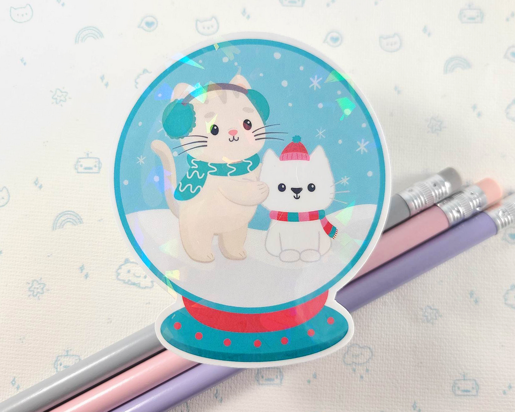 Cat Snowglobe Sticker