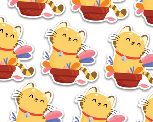 Cat in Pot Sticker