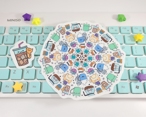 Cats & Coffee Mandala Sticker Set