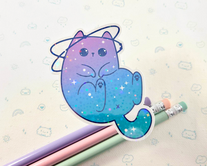 Cat Space Holographic Stars Sticker
