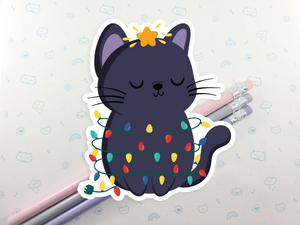 Cat In Lights Sticker