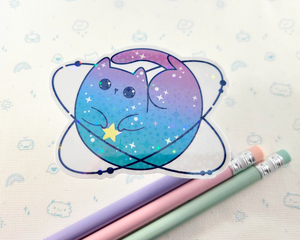 Cat Space with Star Holographic Stars Sticker