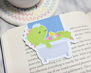 Dino Bubble Bath Magnetic Bookmark