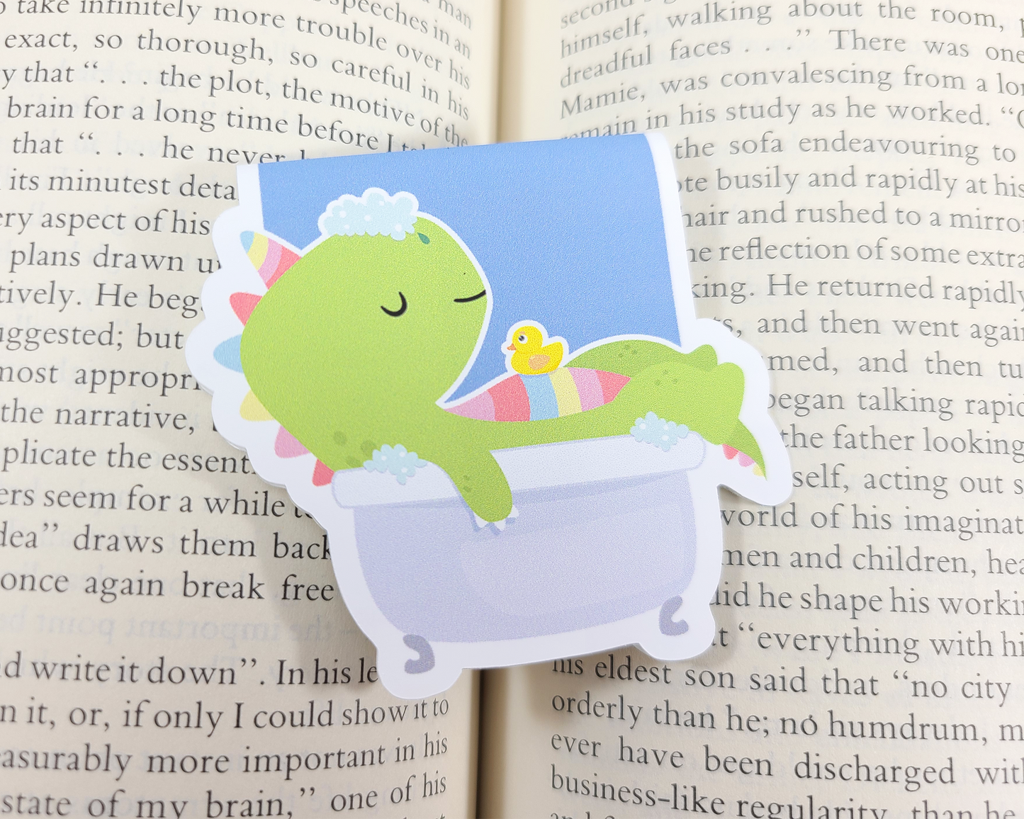 Dino Bubble Bath Magnetic Bookmark