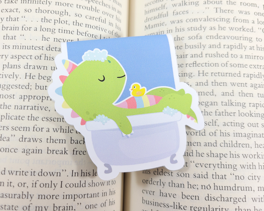 Dino Bubble Bath Magnetic Bookmark