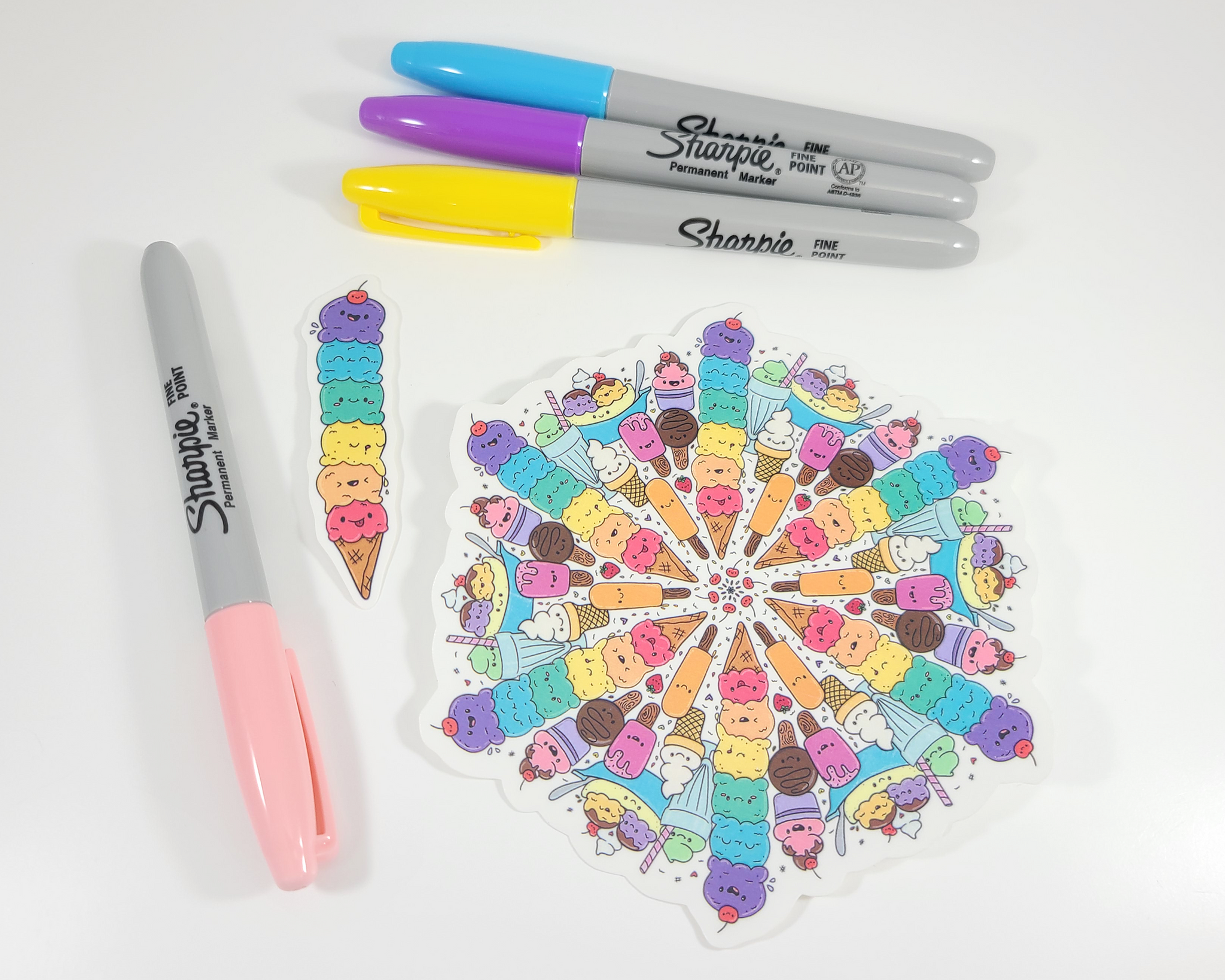 Ice Cream Mandala Sticker Set