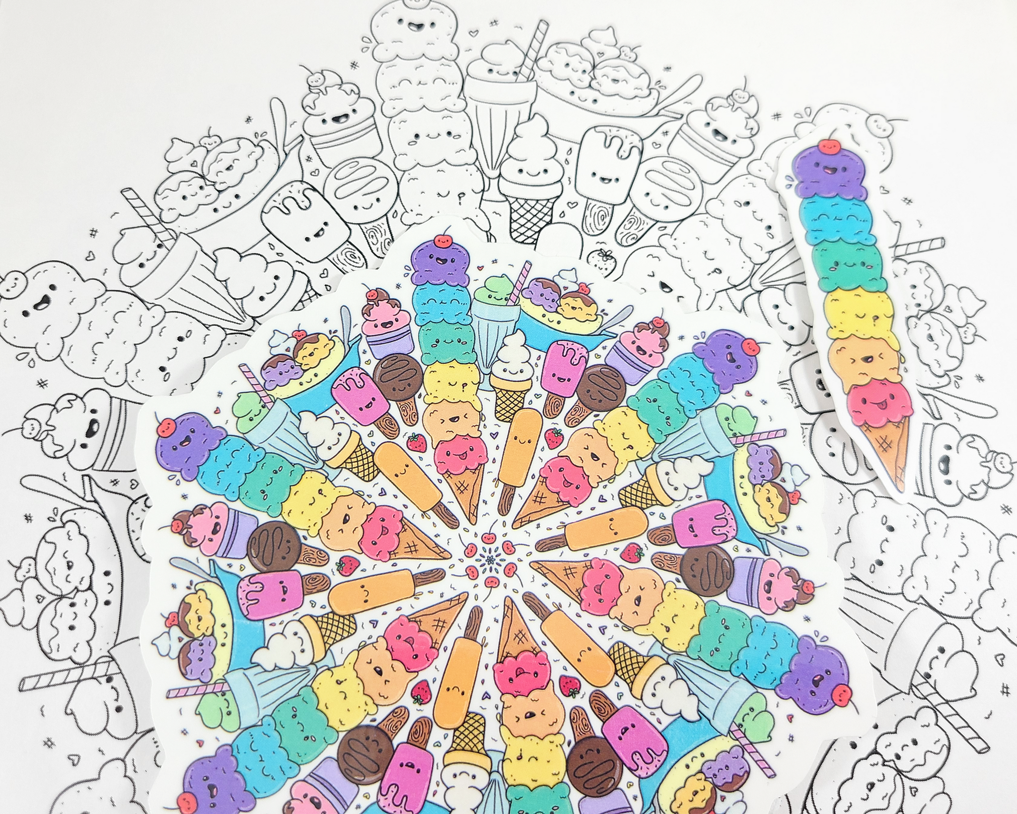 Ice Cream Mandala Sticker Set