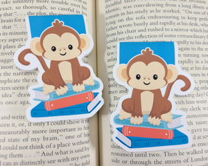 Monkey On Books Magnetic Bookmark