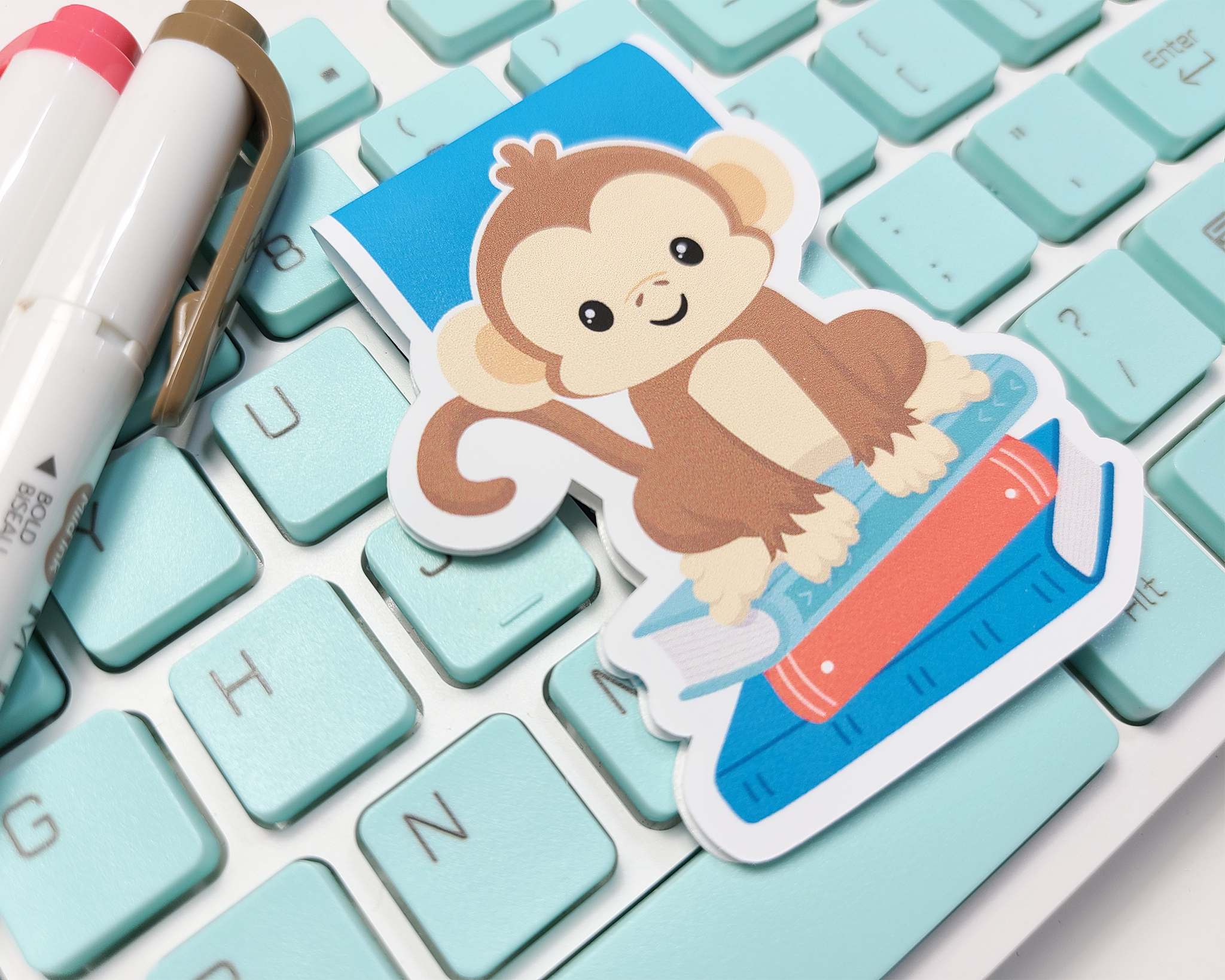 Monkey On Books Magnetic Bookmark