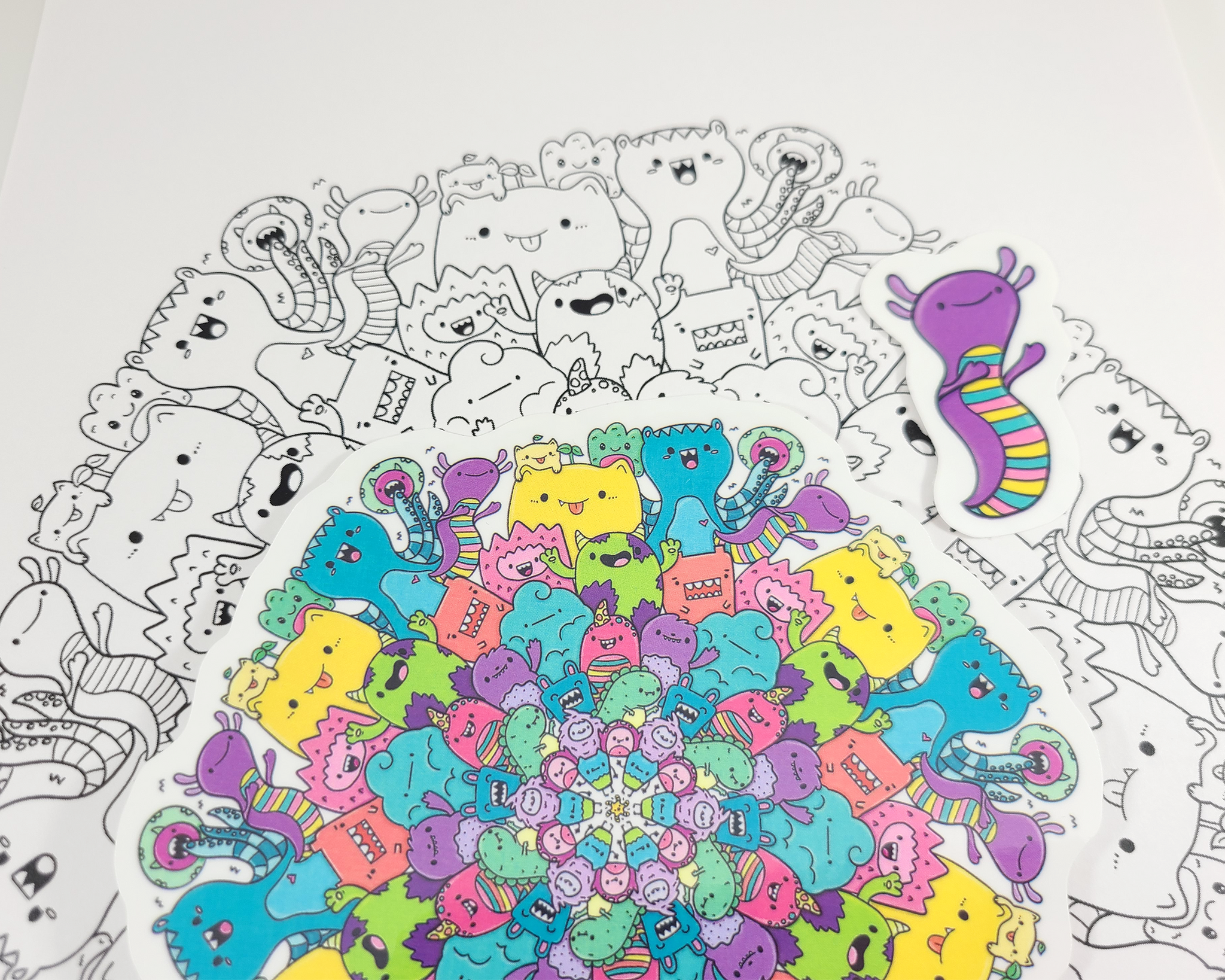 Monsters Mandala Sticker Set