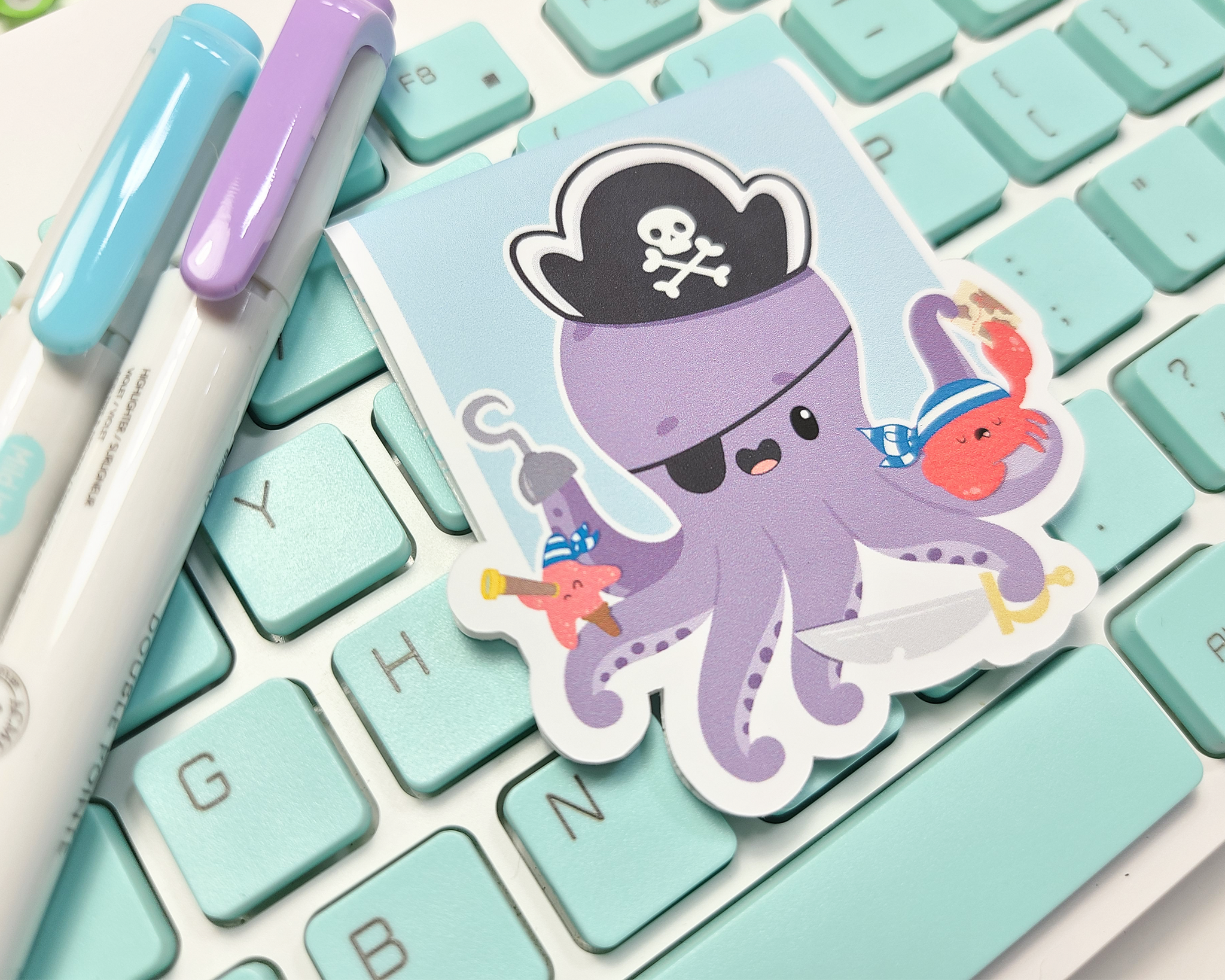 Octopus Pirate Magnetic Bookmark