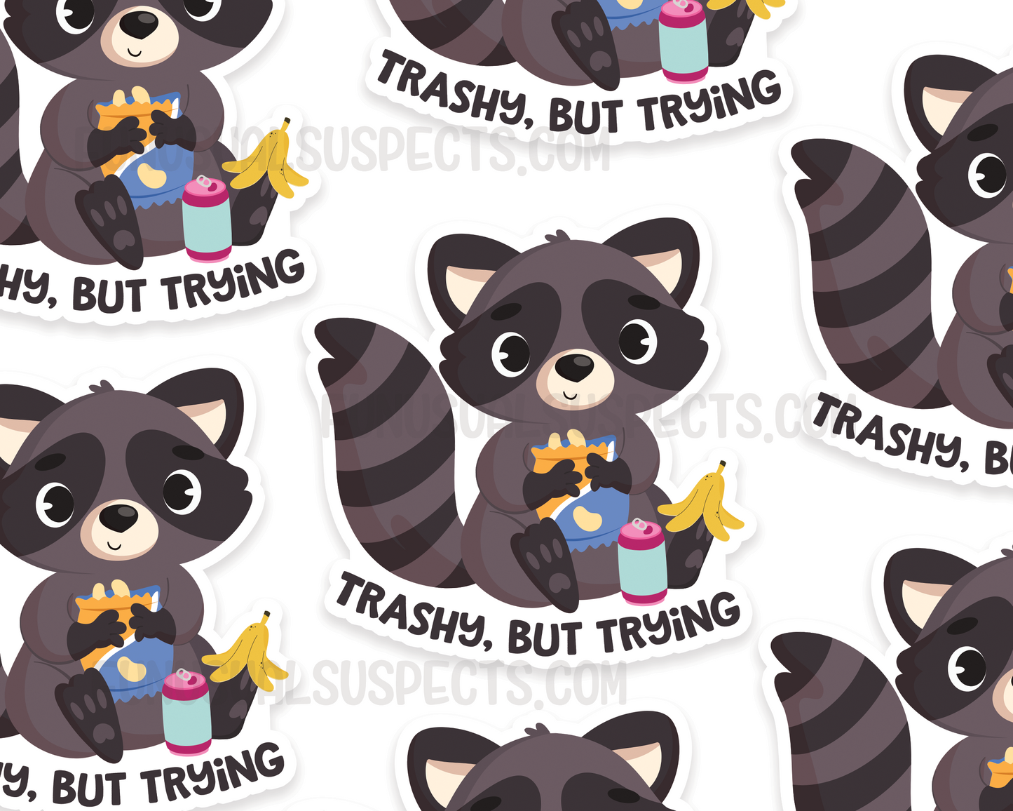 Raccoon Trashy but Trying Sticker