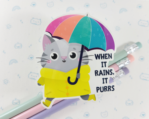 Cat When It Rains Sticker