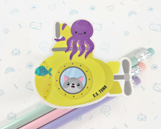 Cat Submarine Sticker