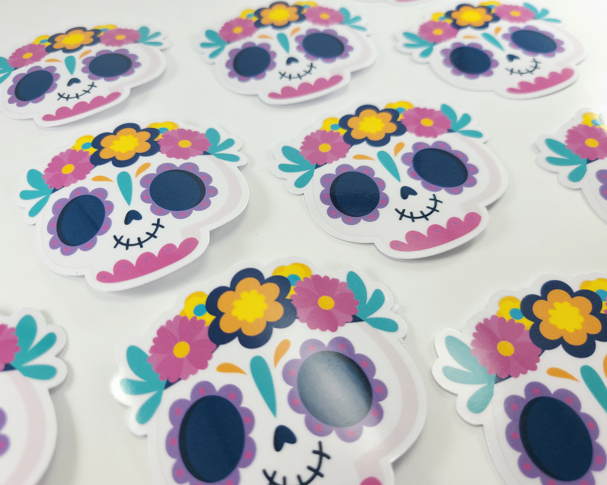 Day of the Dead Skull with Flowers Sticker