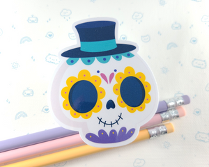 Day of the Dead Skull with Hat Sticker