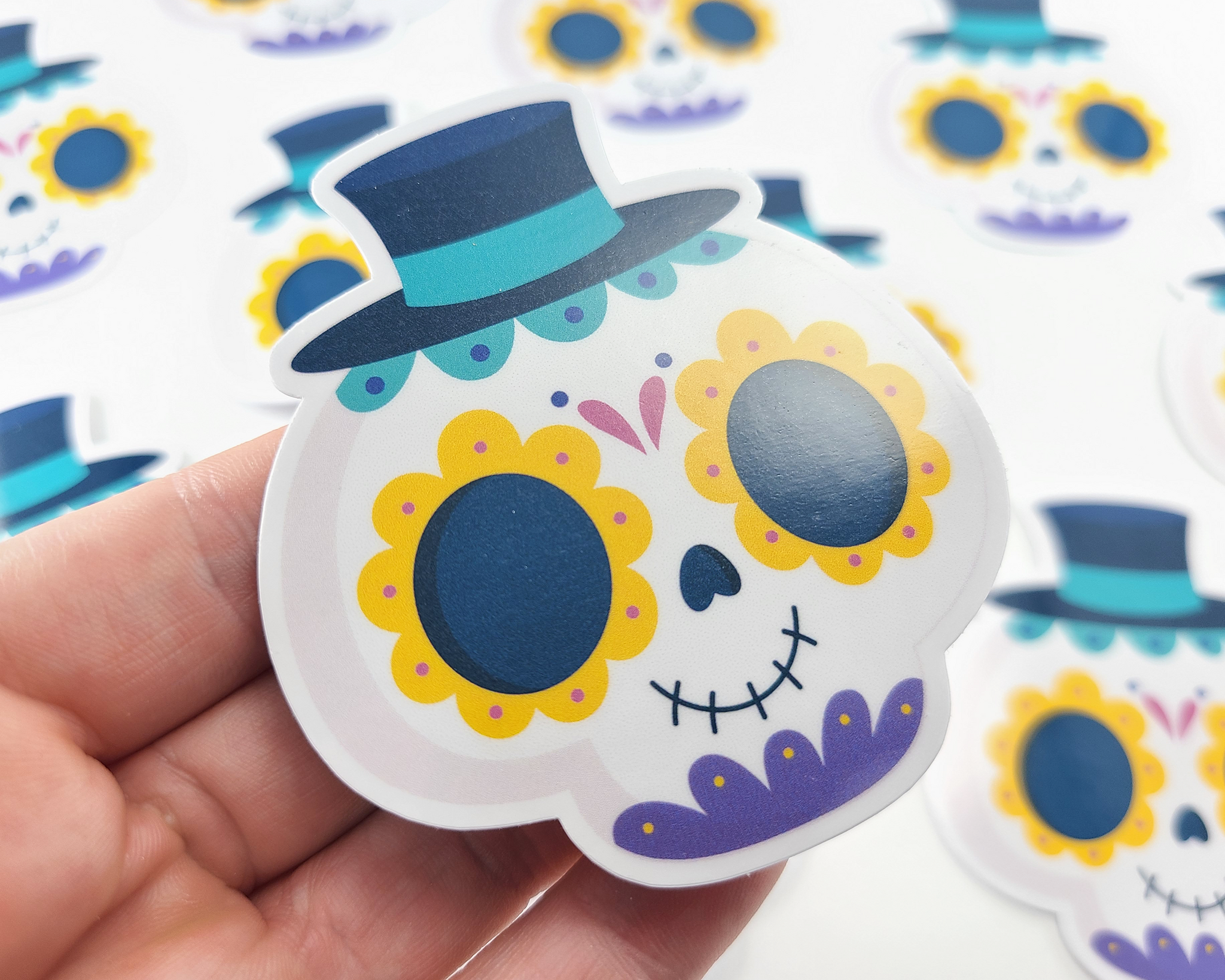 Day of the Dead Skull with Hat Sticker