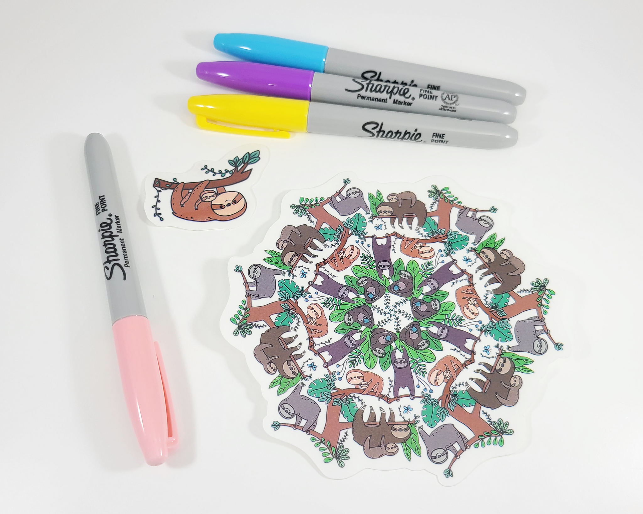 Sloth Mandala Sticker Set